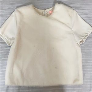 Fuzzy leather crop top